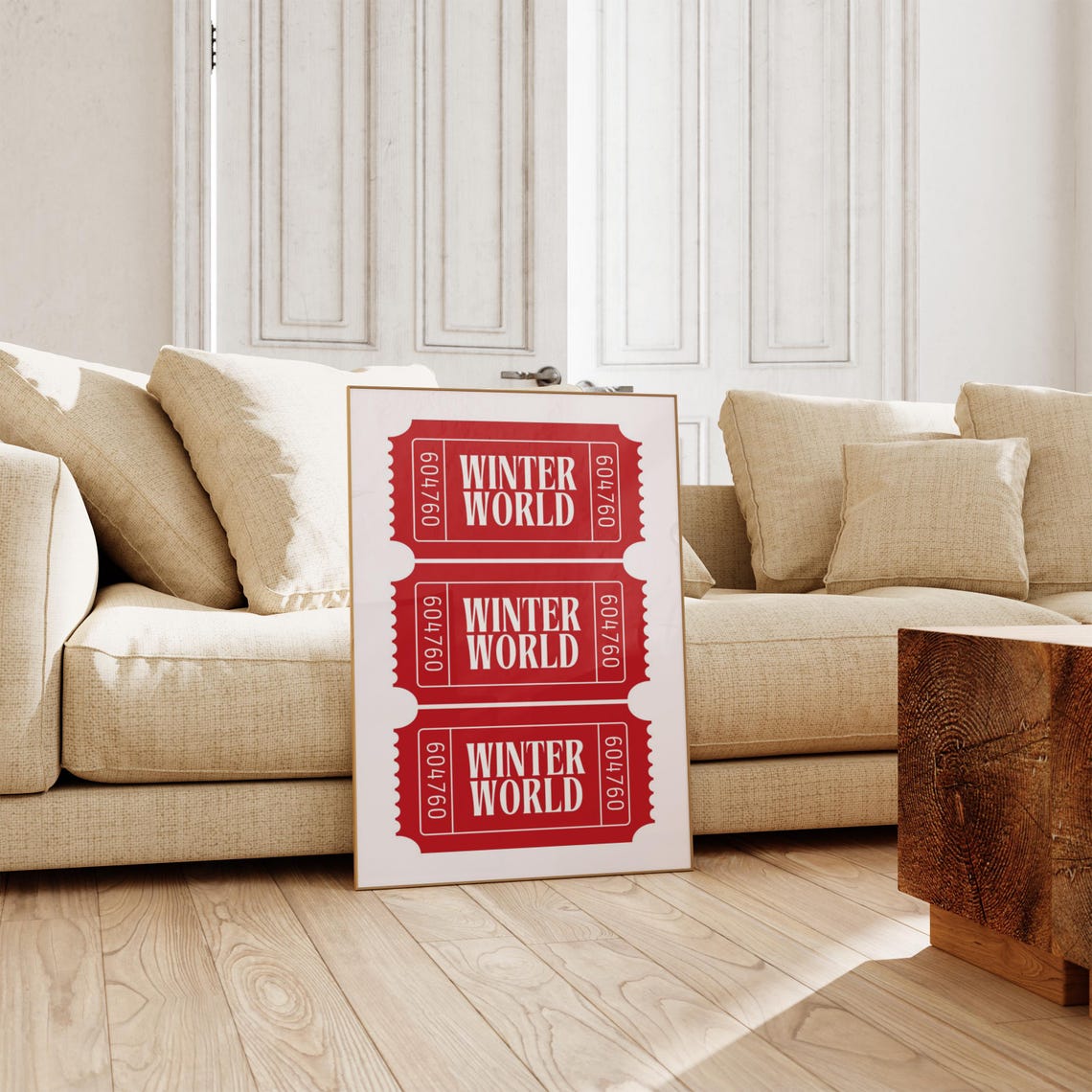 Winter World Red Ticket Stubs Retro Cinema Style Christmas Poster - Image 2