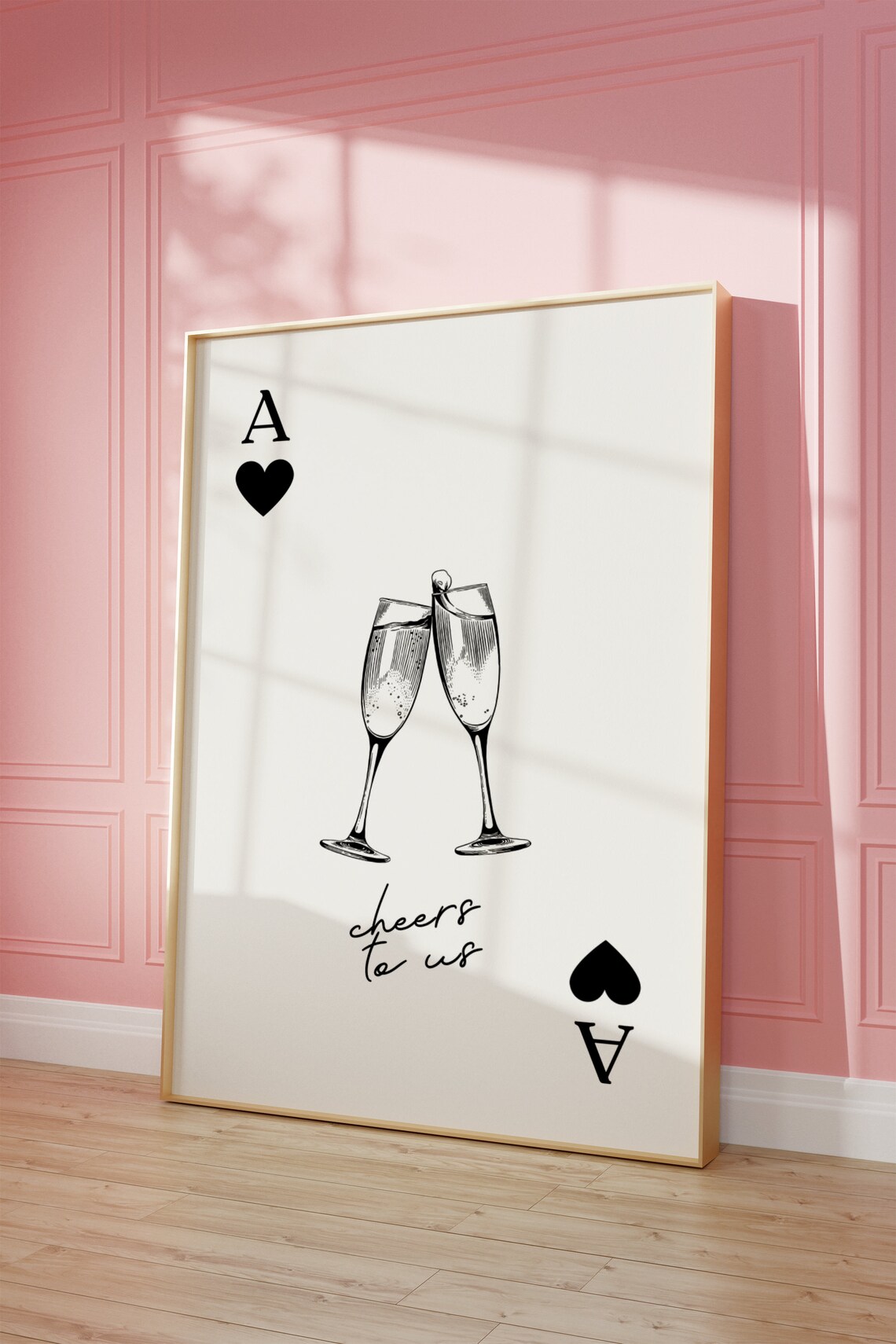 Ace of Hearts Cute Cheers to Us Champagne Playing Card Wall Art - Image 4