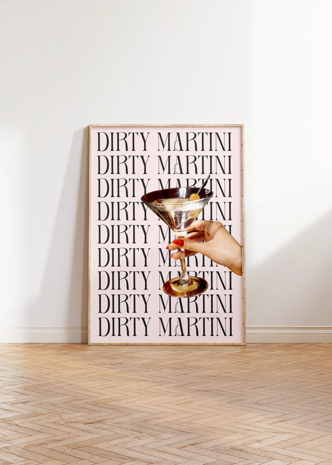Dirty Martini Typography Quote Chic Girly Cocktail Bar Wall Art