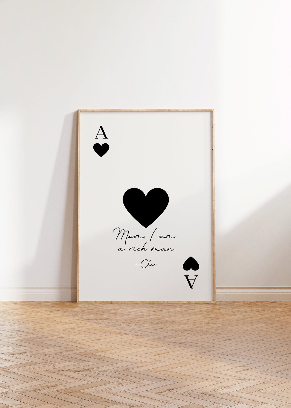 Trendy Ace Of Hearts Print Mom I Am A Rich Man Cher Quote Positive Poster Playing Card Retro Bar Cart Wall Art Preppy Funky Print