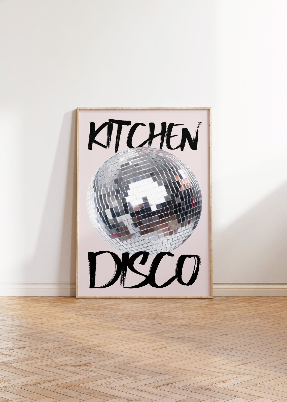 Kitchen Disco Silver Mirror Ball Photo Pink Retro Party Wall Art - Image 4