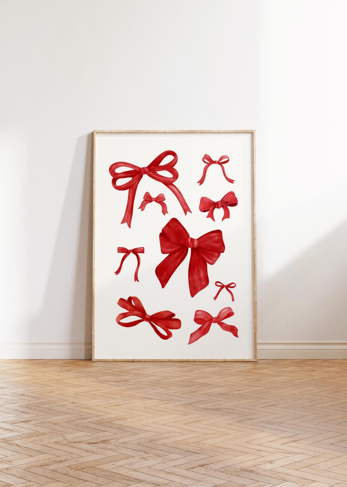 Red Watercolor Bow Collage Bold Chic Coquette Girly Wall Art