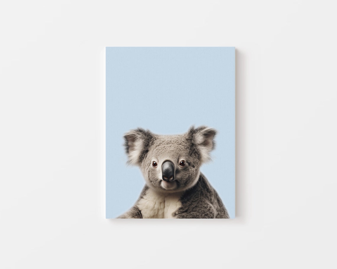 Koala Portrait Close-Up on Pale Blue Photorealistic Animal Poster - Image 4