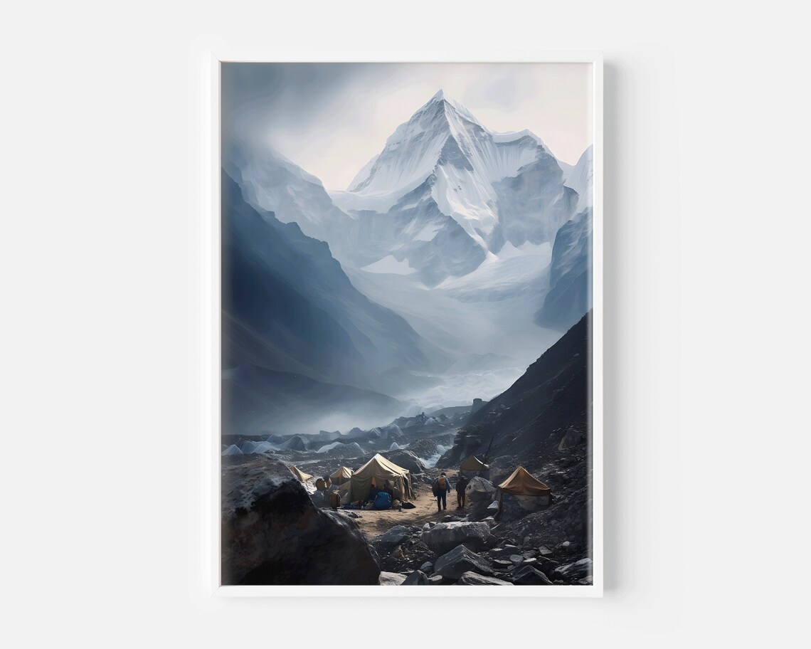 Mount Everest Base Camp, Himalayas Mountain Art Print - Image 2