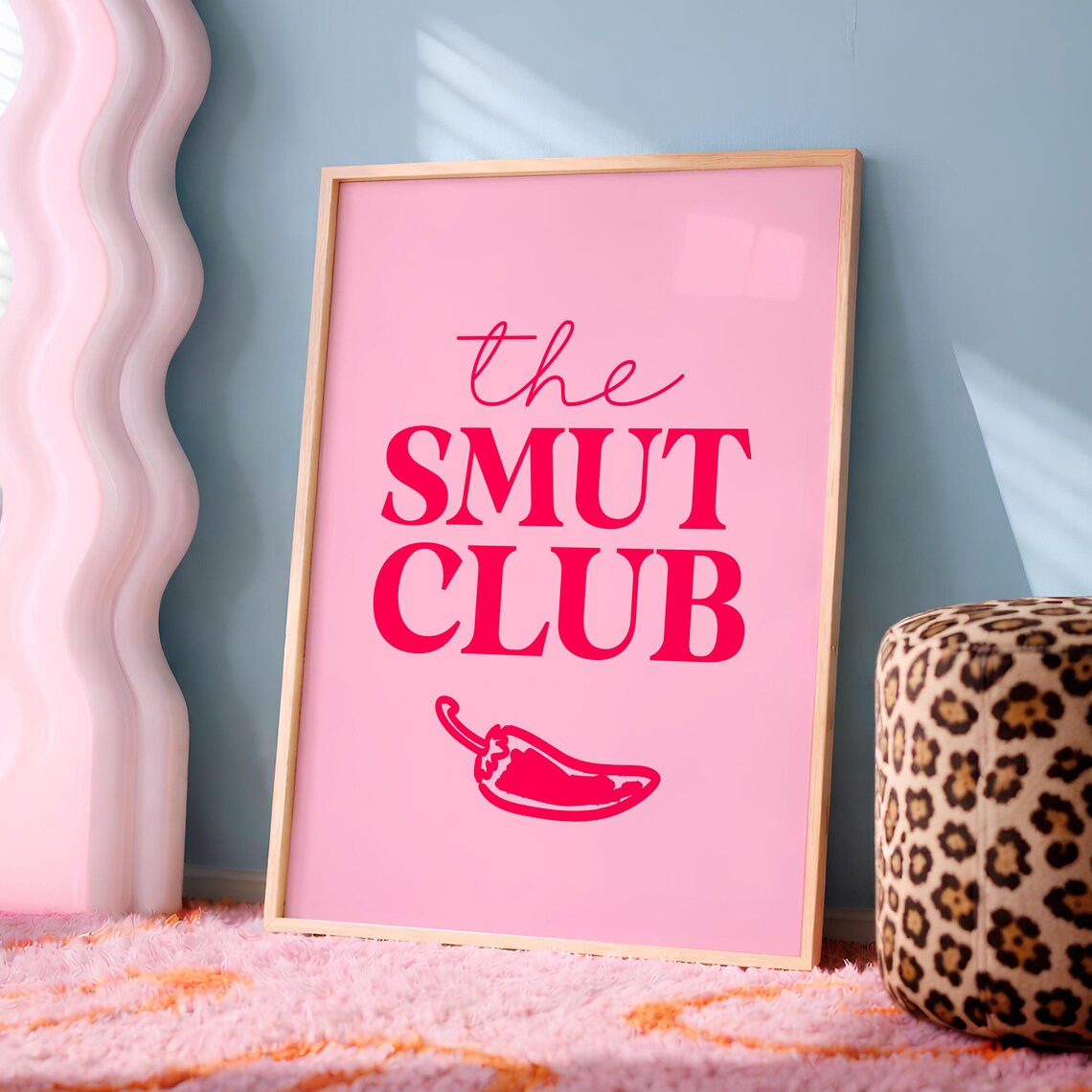 The Smut Club Funny Bookish Pink Reading Nook Romance Art Poster