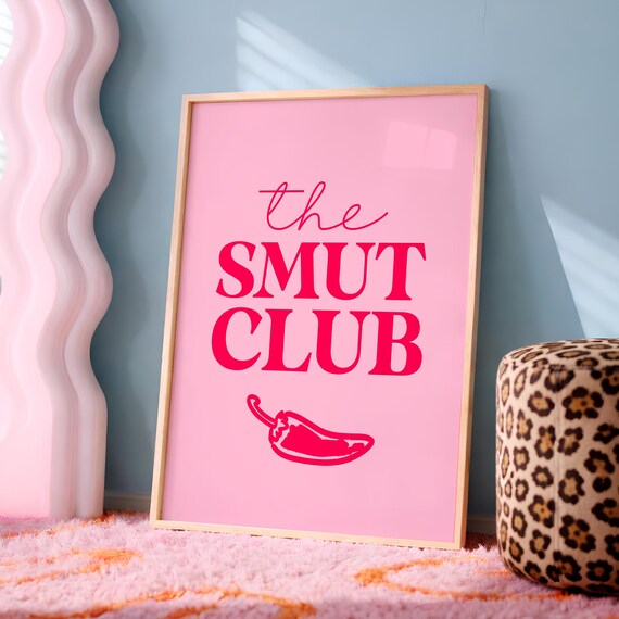 The Smut Club Funny Bookish Pink Reading Nook Romance Art Poster