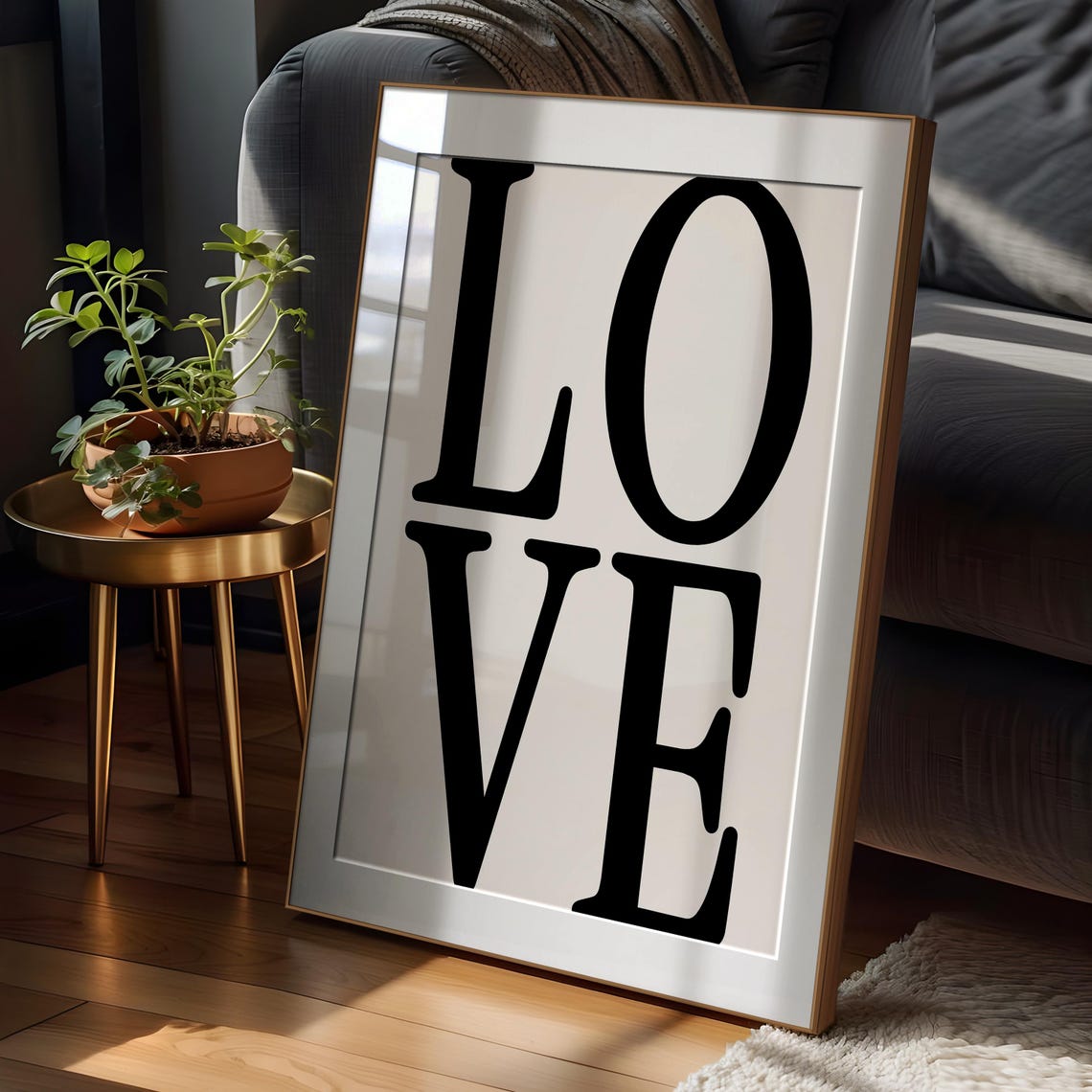 Love Bold Black Serif Typography Poster Neutral Minimalist Decor - Image 2