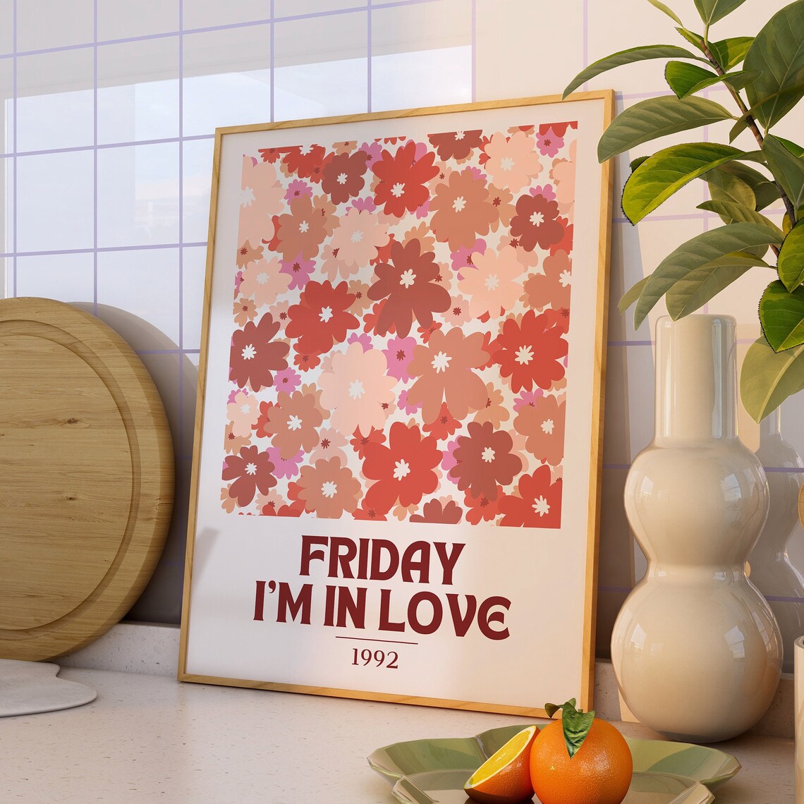 The Cure Friday Im in Love 1992 Floral Retro Song Lyric Poster - Image 2