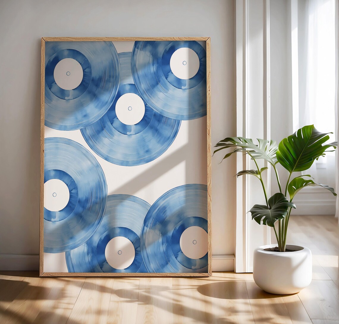 Blue Vinyl Record Trendy Retro Music Poster - Image 4
