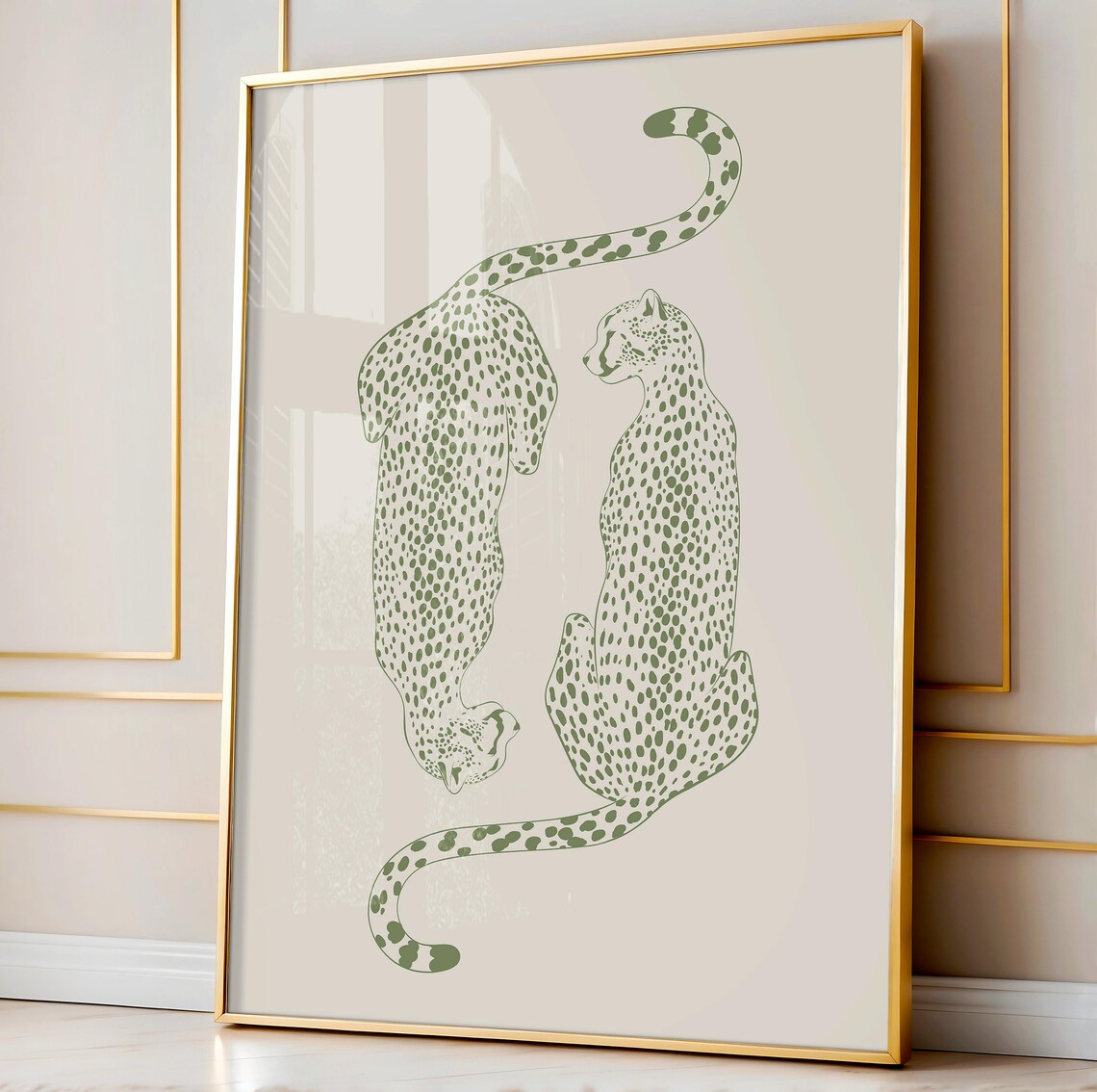 Sage Green Cheetah Poster, Preppy Room Decor