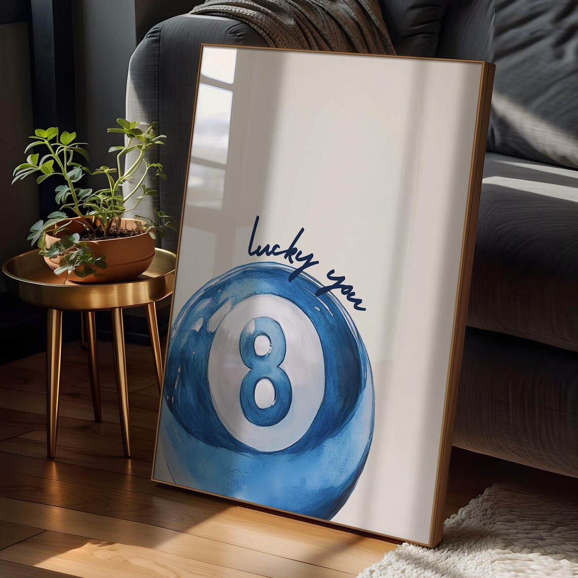 8 Pool Ball Poster, Retro Maximalist Apartment Decor