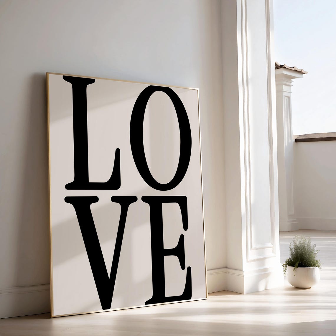 Love Bold Black Serif Typography Poster Neutral Minimalist Decor - Image 3