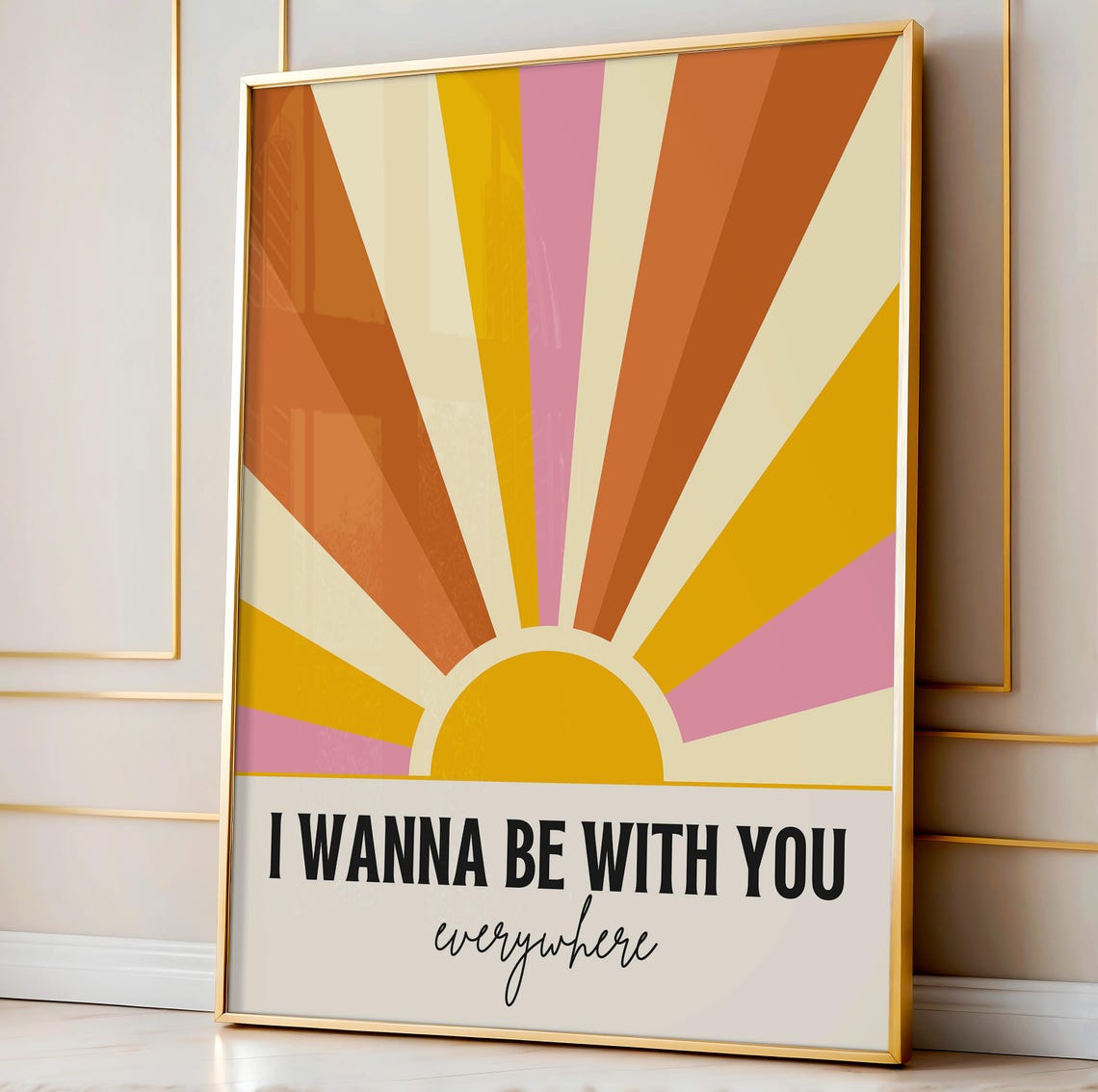 I Wanna Be With You Everywhere Retro Sunrise Rainbow Art Poster - Image 3