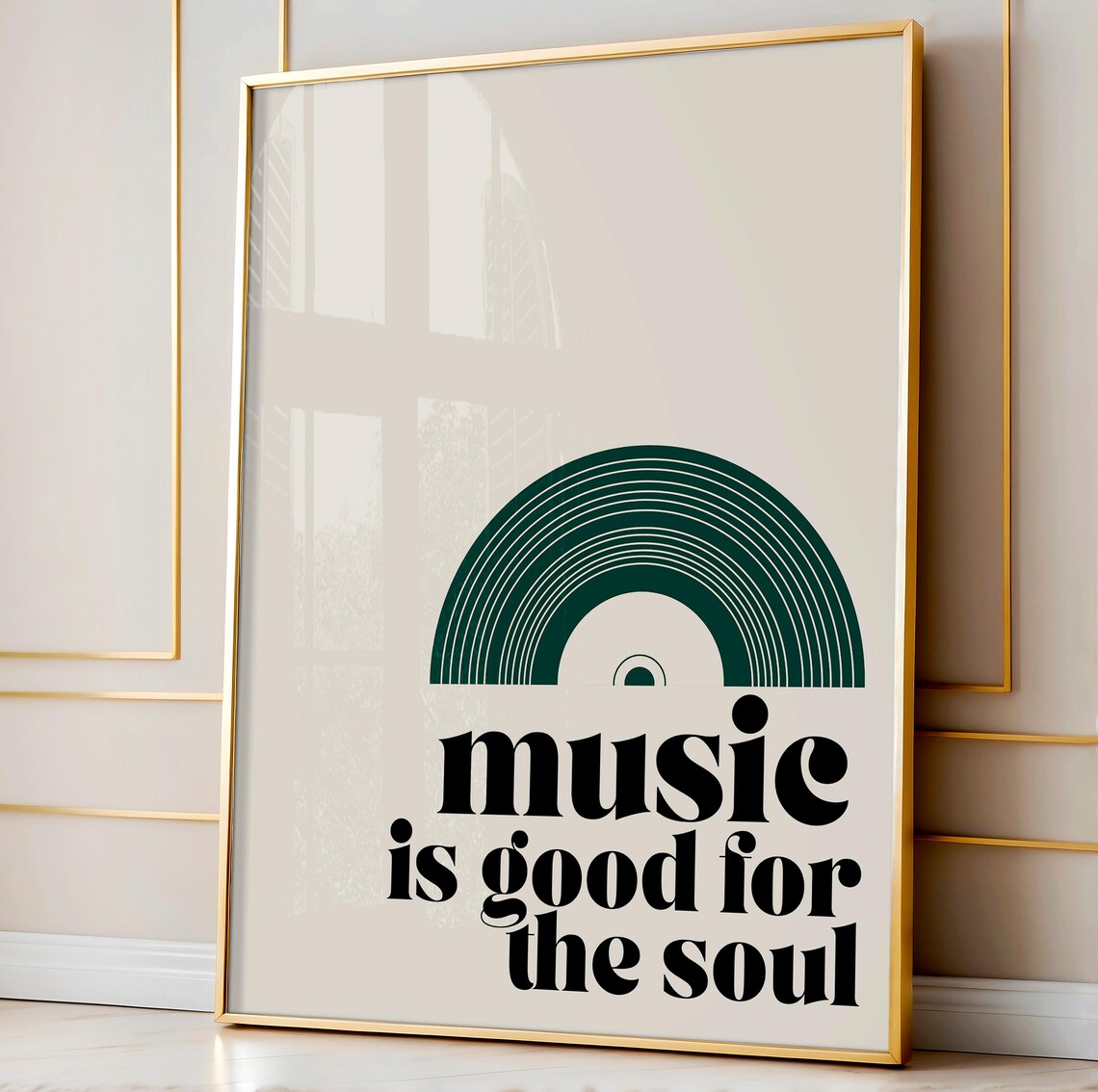 Music Is Good for the Soul Green Retro Vinyl Record Wall Art