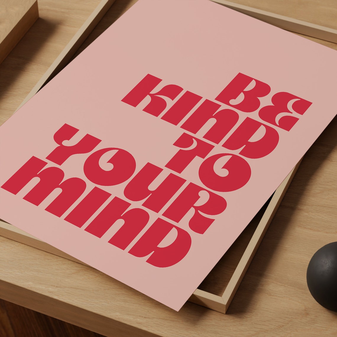 Be Kind to Your Mind Pink Retro Typography Poster Positive Decor - Image 4