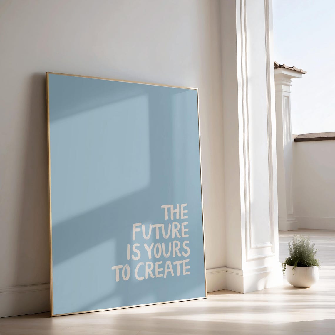 Blue Inspirational Print Trendy Light Blue Maximalist Print Positive Quotes Apartment Decor Aesthetic Room Decor Motivational Poster - Image 2
