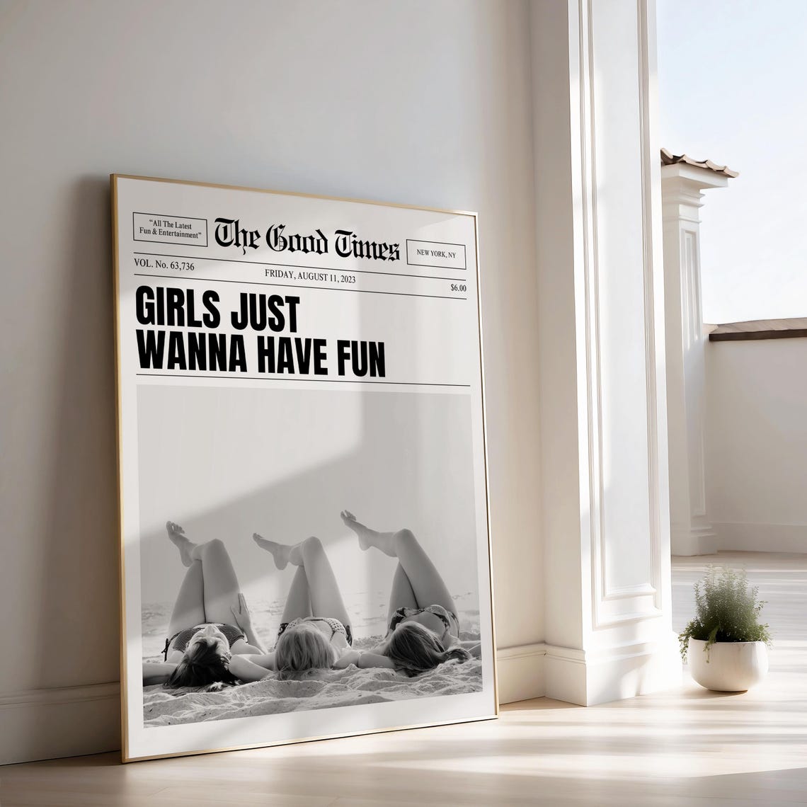 Girly Newspaper Wall Art Preppy Aesthetic Apartment Decor Girls Wanna Have Fun Maximalist Decor Bar Cart Art Coastal Cowgirl Fun Art - Image 2