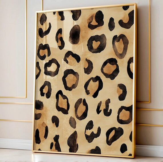 Leopard Pattern Watercolor Animal Spots Maximalist Funky Room Decor Poster