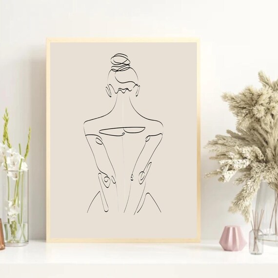 Woman Line Drawing Art Print Minimalist Female One Body Poster Modern