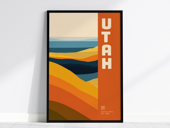 Utah Minimalist Desert Sunset Abstract Beehive State Travel Poster
