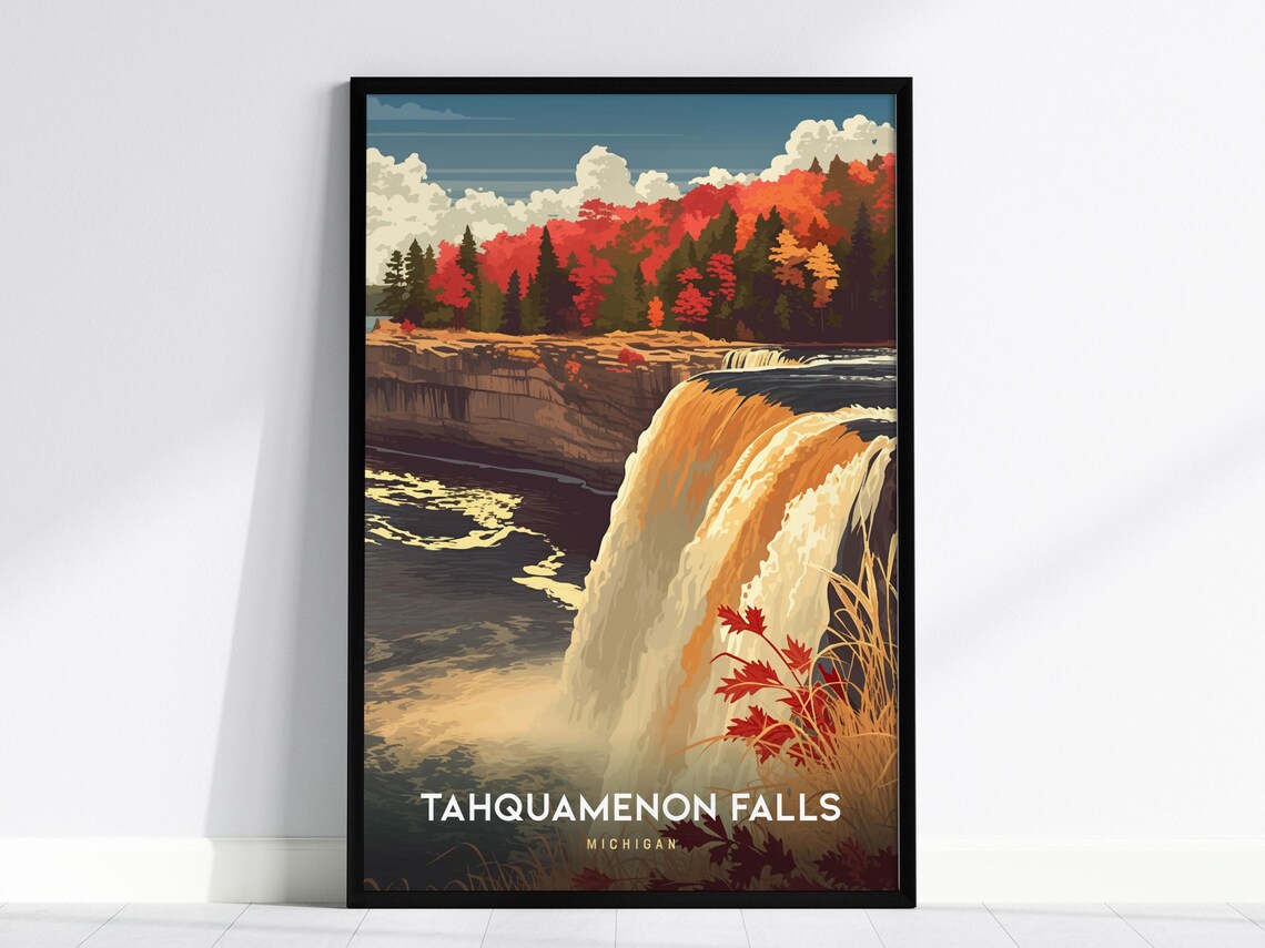Tahquamenon Falls Michigan Autumn Waterfall Landscape Poster