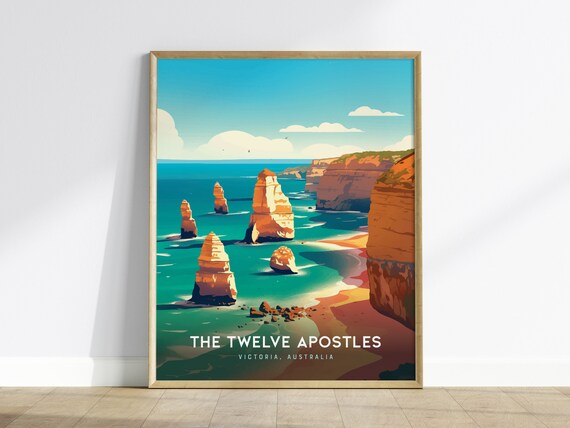 Twelve Apostles Victoria Australia Limestone Stacks Ocean View Travel Poster