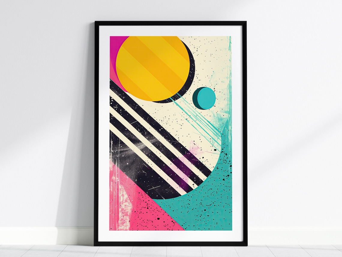 80s Retro Abstract Geometric Shapes Art Print