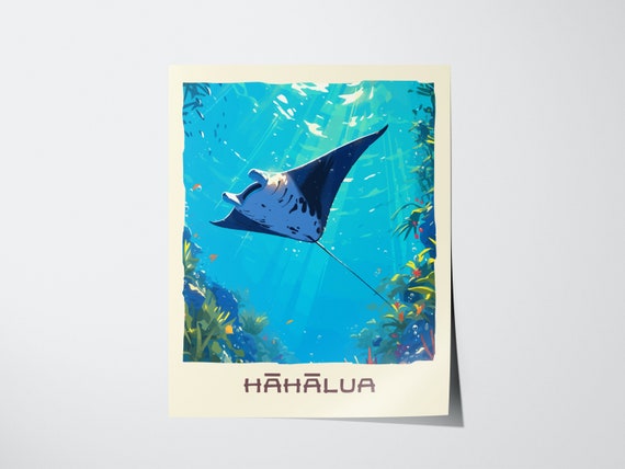 Hawaiian Manta Ray Wildlife Art Print