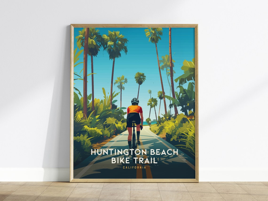 Huntington Beach Bike Trail Print Coastal Art