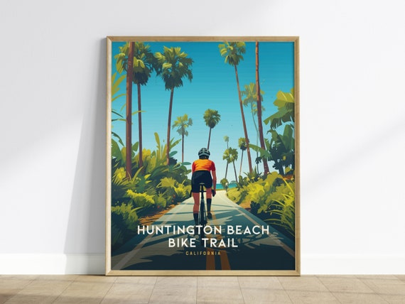 Huntington Beach Bike Trail Print Coastal Art