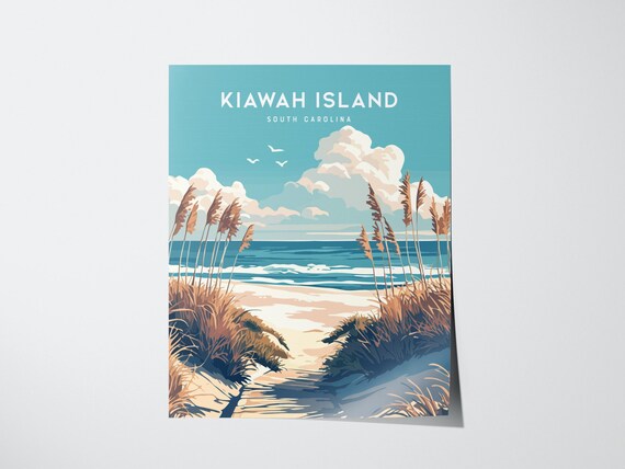 Kiawah Island South Carolina Dune Beach Sea Oats Travel Poster