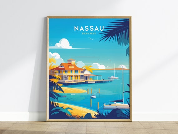 Nassau Bahamas Travel Poster Caribbean Island Art Print