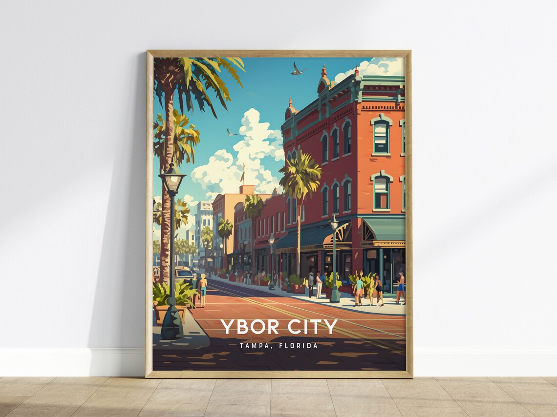 Ybor City Tampa Florida Travel Poster, Historic Urban
