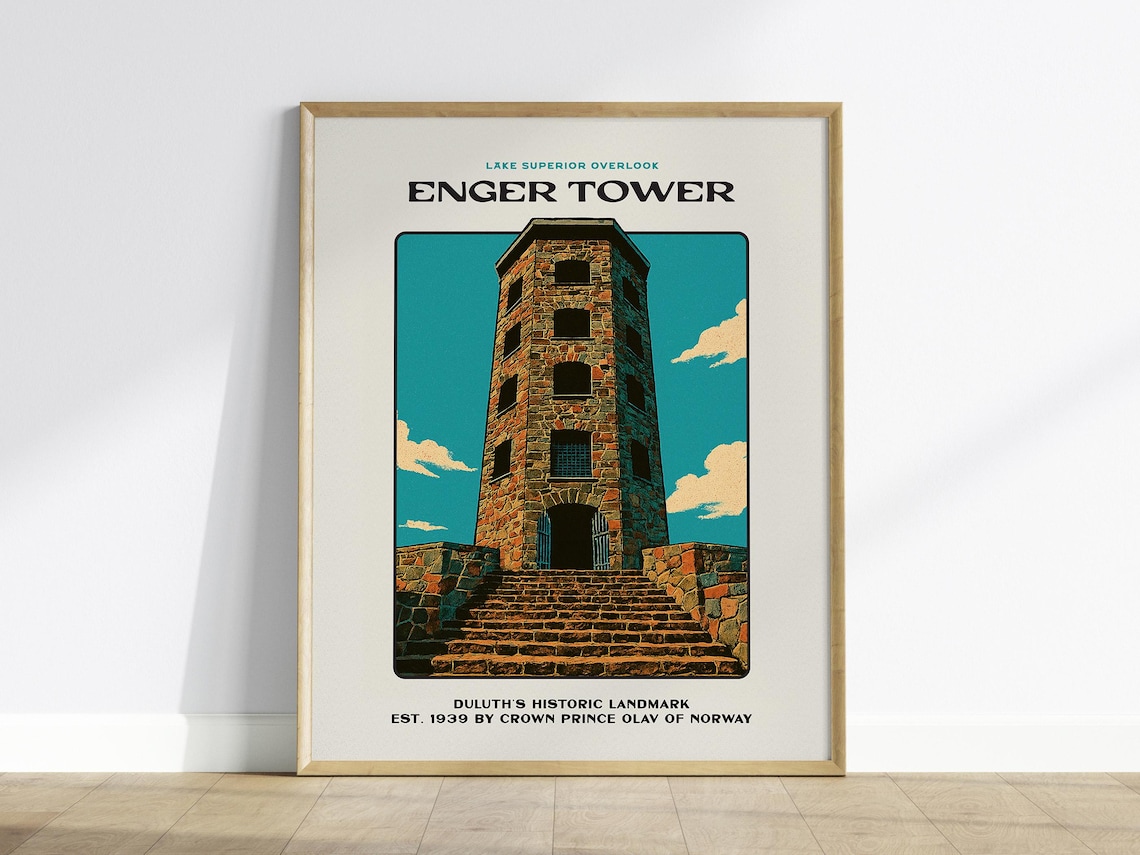 Enger Tower Duluth Minnesota Vintage Travel Poster