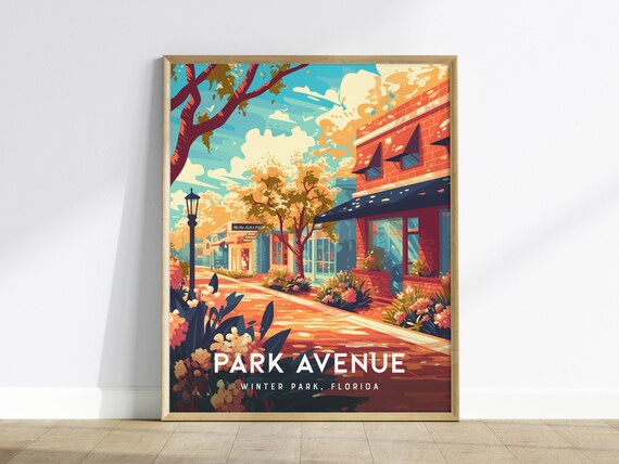 Park Avenue Winter Park Florida Brick Street Vintage Travel Poster