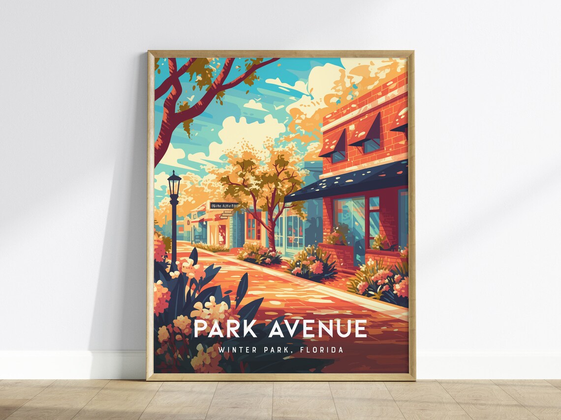 Park Avenue Winter Park Florida Brick Street Vintage Travel Poster