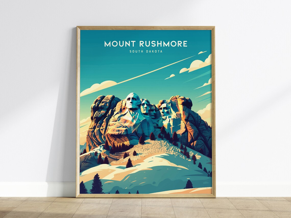 Mount Rushmore South Dakota Presidents Rock Landmark Travel Poster