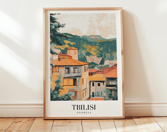 Tbilisi Travel Poster Georgia Wall Art Soft Color Retro Print Minimalist For Wanderlust Interiors Lover