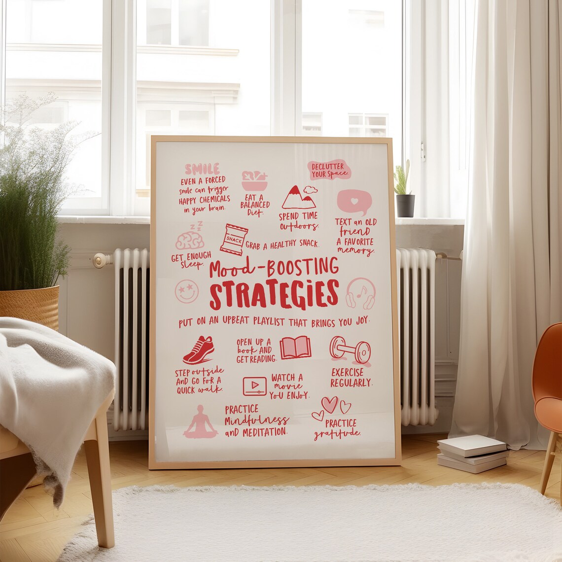Mood Boosting Strategies Poster, Mental Health Office Art - Image 3