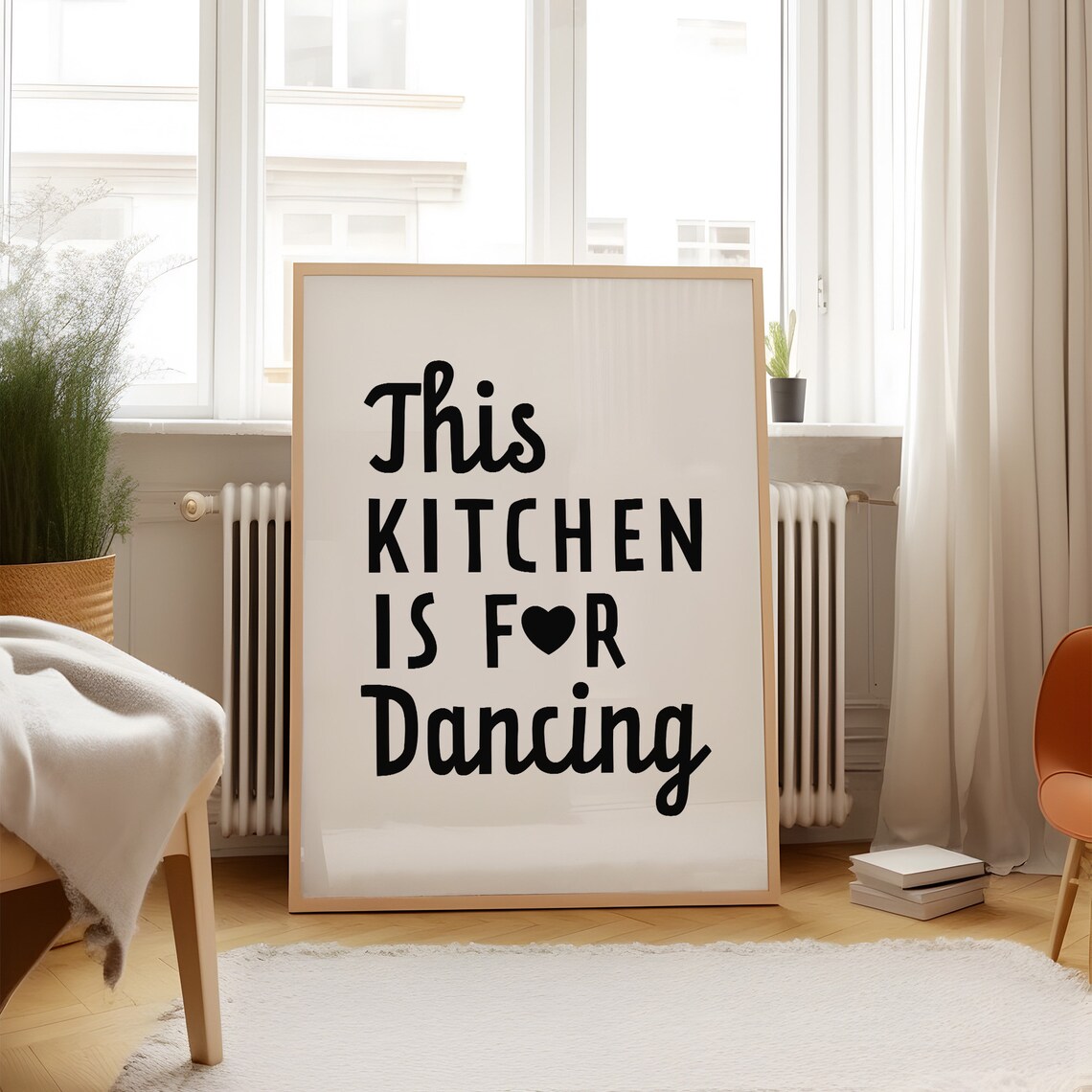 This Kitchen Is For Dancing Wall Art Cute Heart Print Decor Playful Kitchen Poster Instant Prints - Image 2