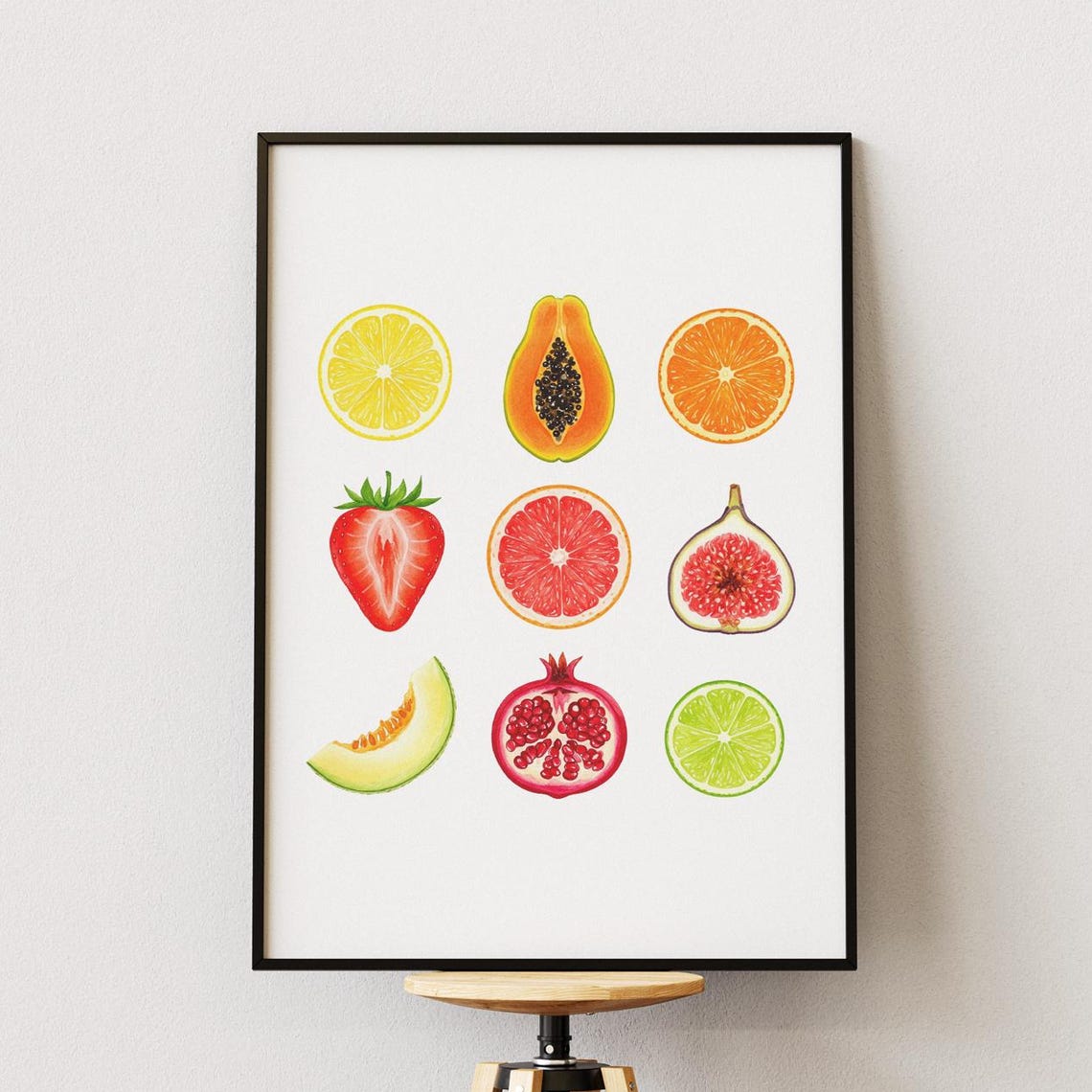 Fruit Art Print, Citrus Illustration Kitchen Decor