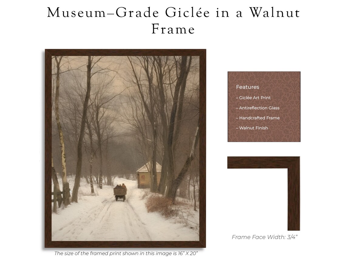 Vintage Winter Path Painting, Moody Landscape Art Print - Image 3