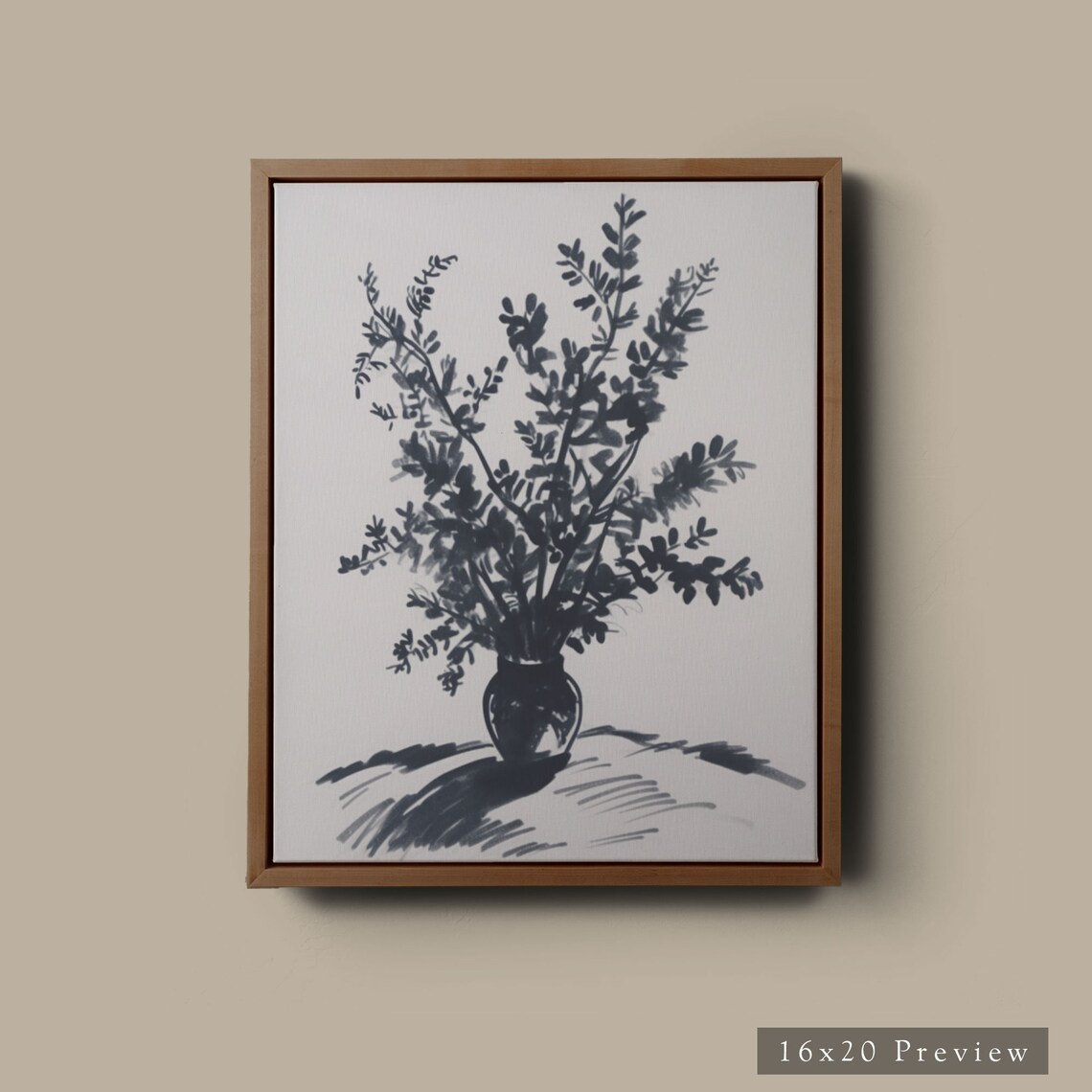 Contemporary Vase With Branches Sketch Art Print - Image 4