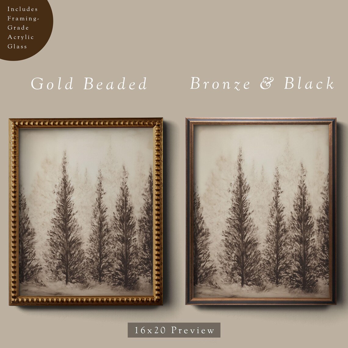 Antique Pine Trees, Vintage Winter Forest Art Print - Image 4