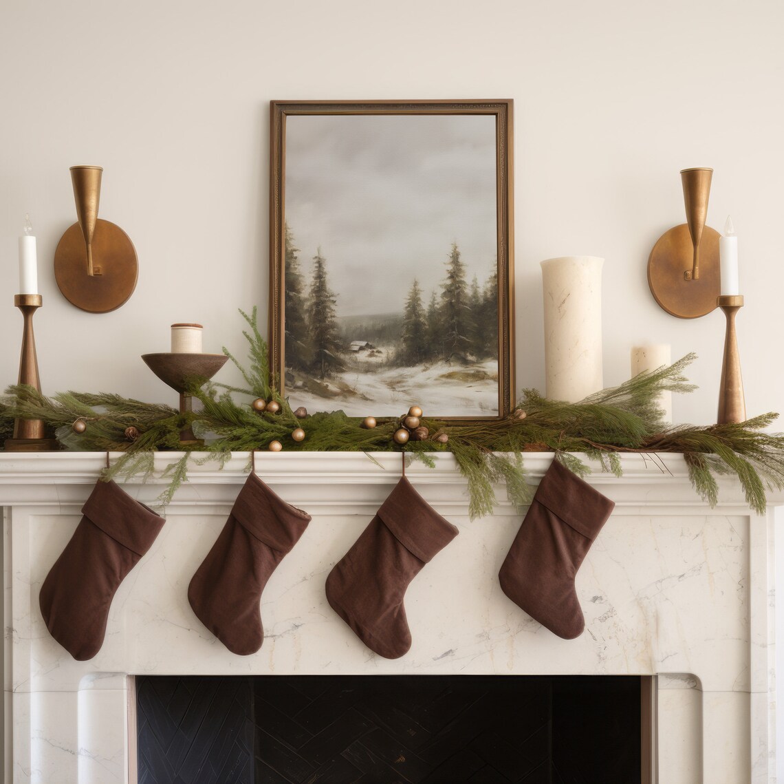 Winter Pine Forest Christmas Art Print, Rustic Landscape - Image 6
