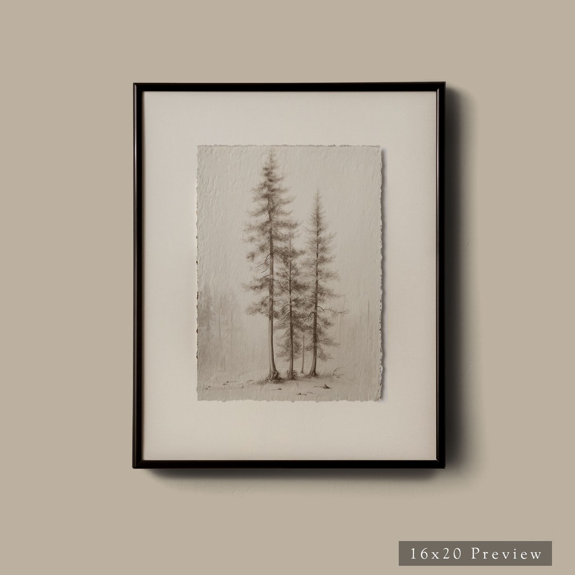 Framed Modern Pine Tree Art Print Wall Art Pines Sketch Rustic Peaceful Artwork Forest Drawing For Cabin Framed Or Cotton Paper - Image 5