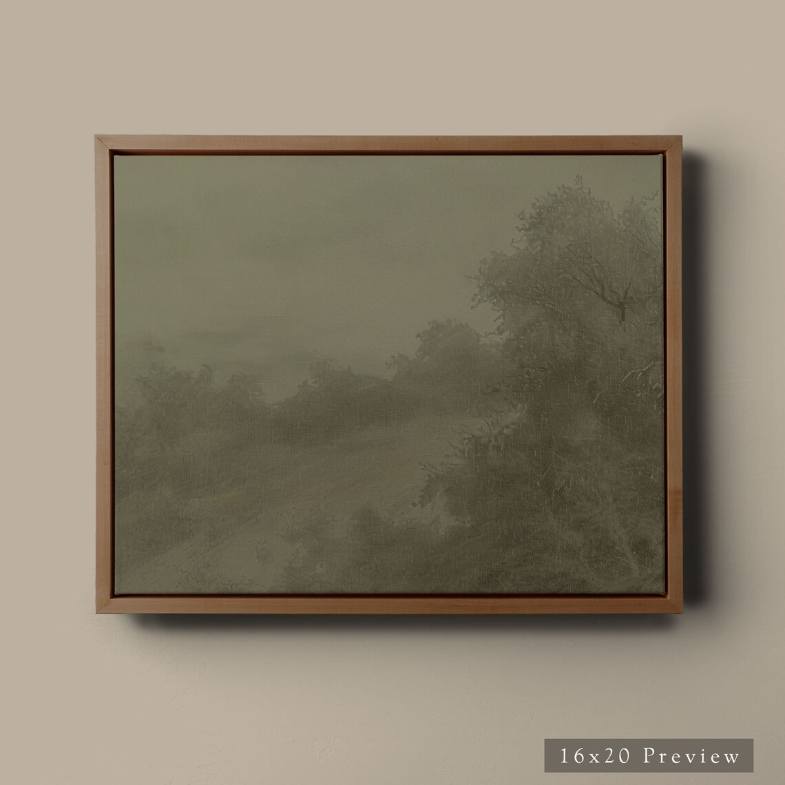 Muted Green Contemporary Landscape Art Print - Image 5