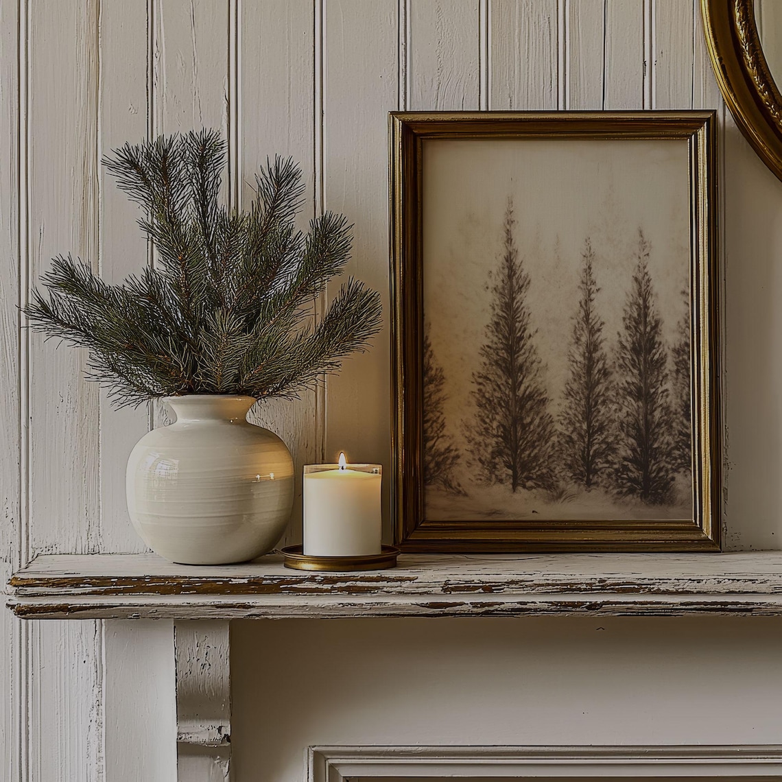 Antique Black Pine Trees, Charcoal Sketch Art Print - Image 4