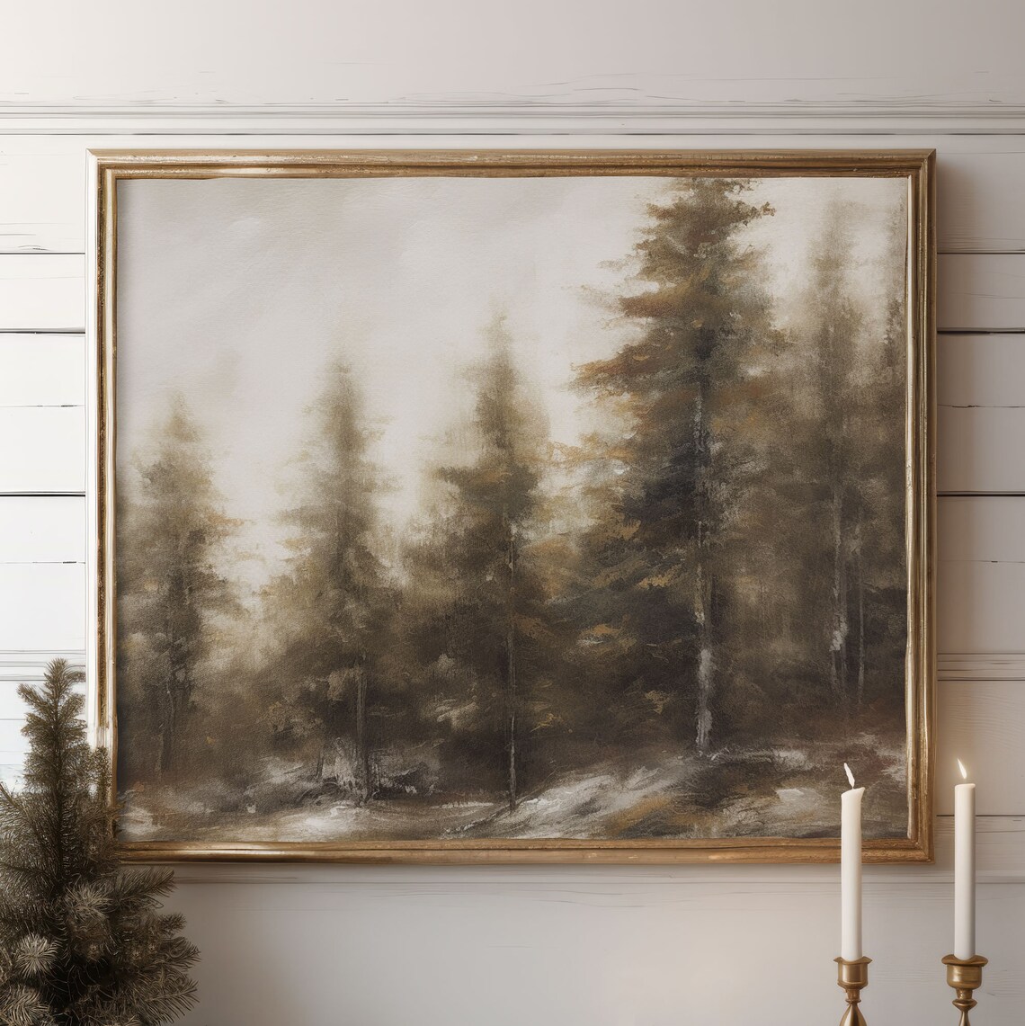 Pine Trees, Oil-Painting-Style Mountain Art Print - Image 6