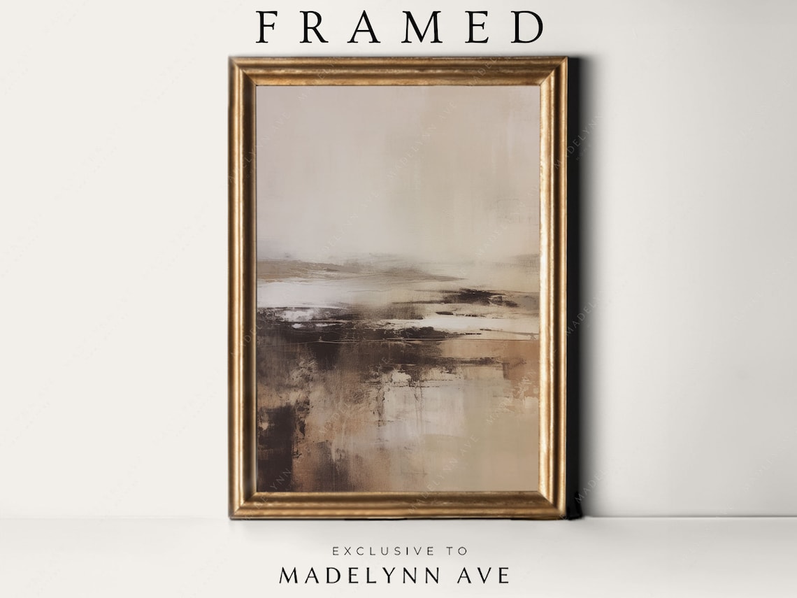 Moody Abstract Landscape Art Print, Modern Brown